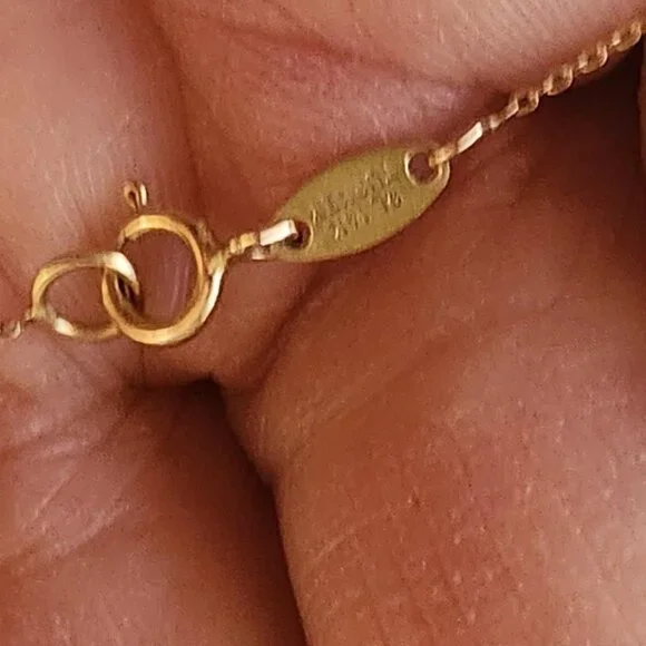 14K Solid Gold Necklace with Engravable Plate -16" - Picture 7 of 9